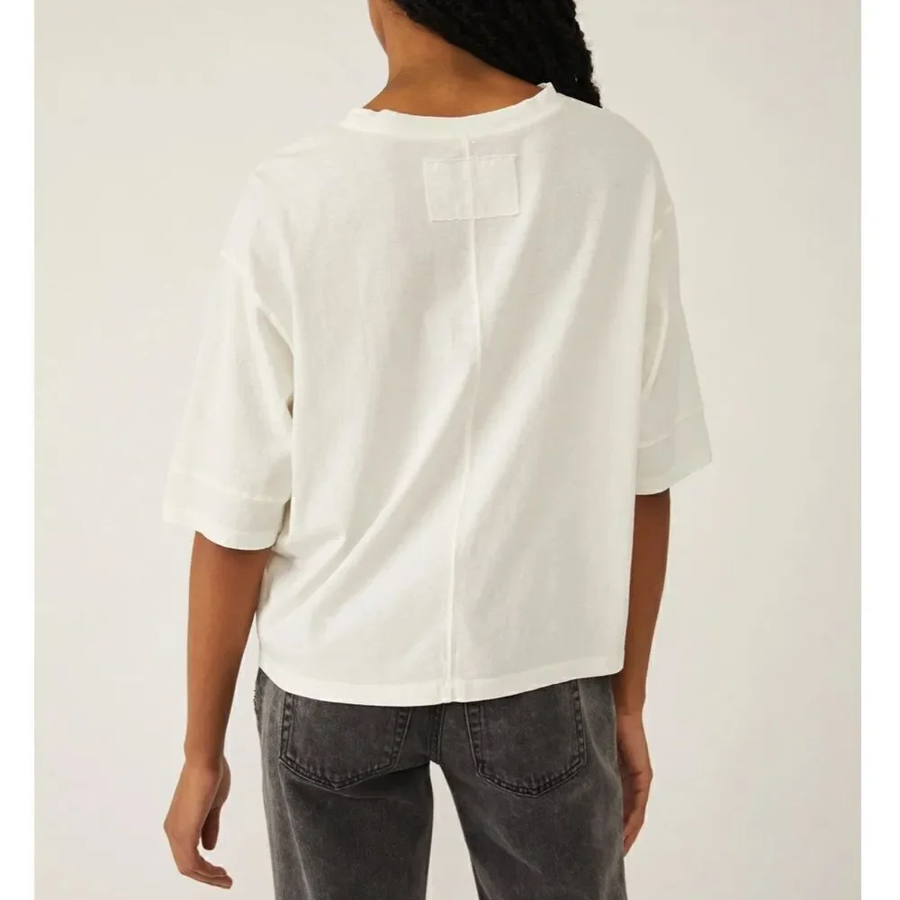 FREE PEOPLE We The Free ALISSA TEE - IVORY 5140 size Large
